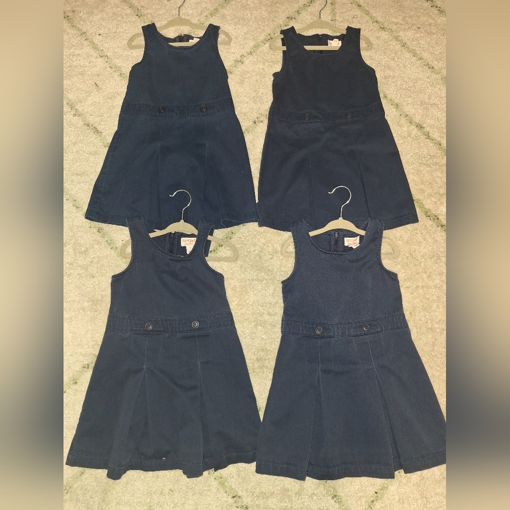 Cat & Jack Navy Blue School Uniform Dresses (Set Of 4)